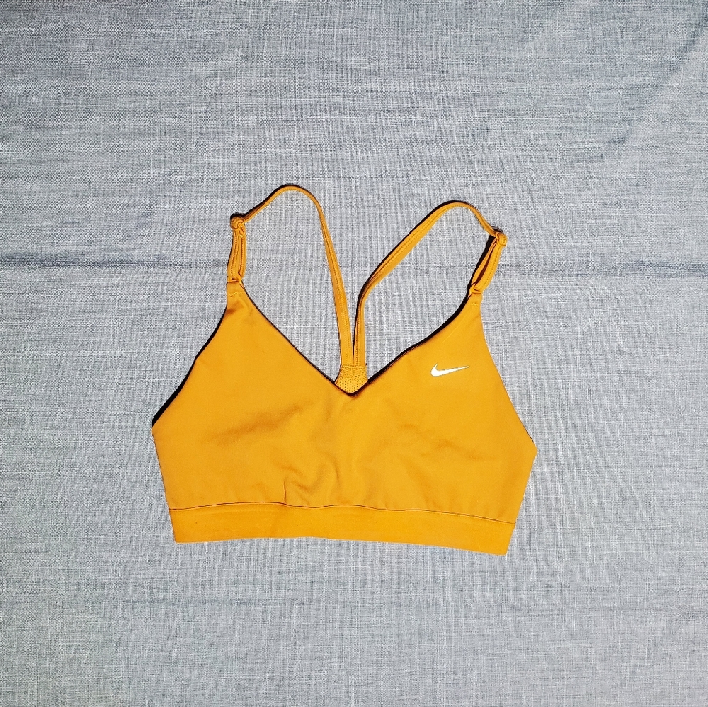 Nike dri-fit orange racerback strappy sports bra size Small